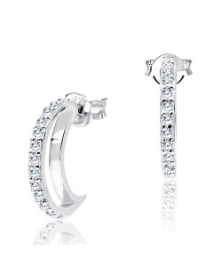 Half Moon CZ Silver Ear Stud STS-3221